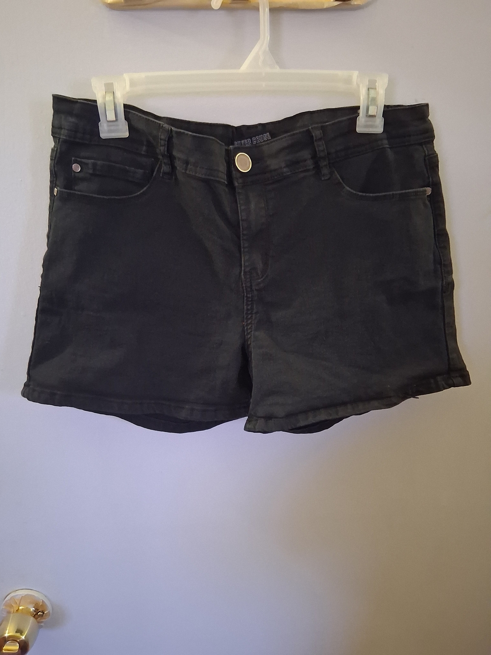 Women's Black Denim Jean Shorts - Casual Mid-Rise